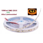 Tira LED 5 mts Flexible 24V 90W 600 Led SMD 2835 IP20 Ambar, Alta Luminosidad Tira LED 5 mts Flexible 24V 90W 600 Led SMD 2835 IP20 Ambar, Alta Luminosidad